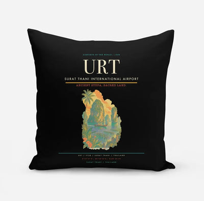 Surat Thani International Airport (URT) design on black pillow