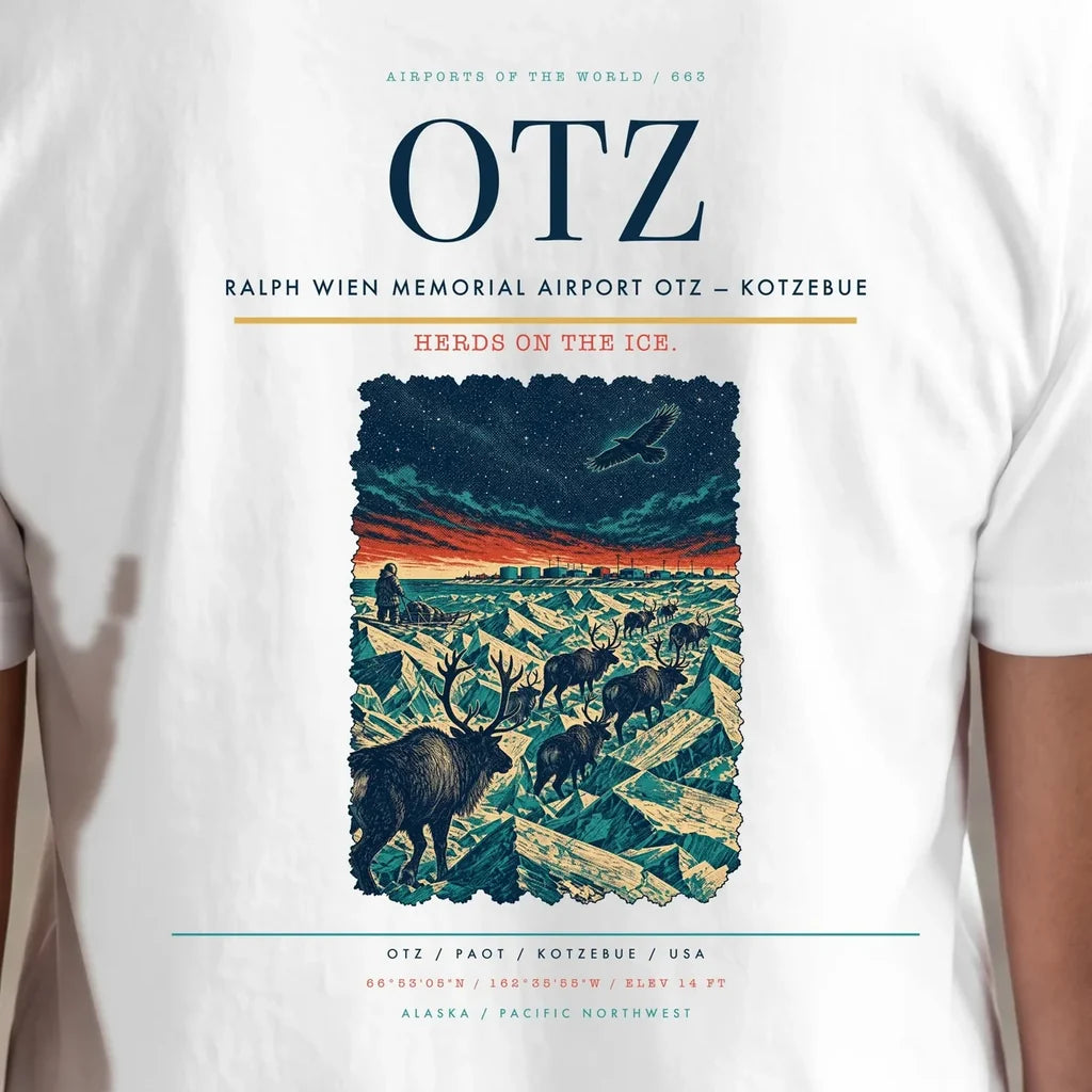 Ralph Wien Memorial Airport (OTZ) double-side t-shirt design close-up cover
