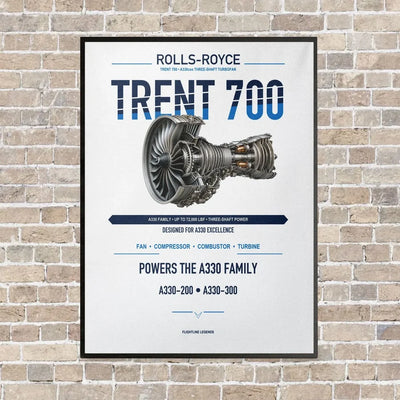 TRENT 700 vertical canvas print - framed - white background