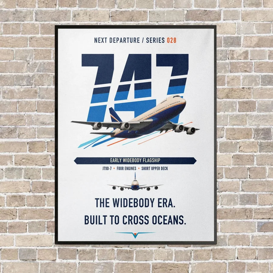 Boeing 747-200B vertical canvas print - framed - white background