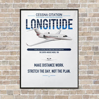 Thumbnail for Cessna Citation Longitude vertical canvas print - framed - white background