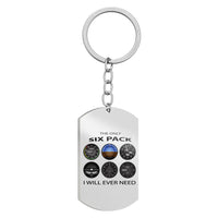 Thumbnail for Side view of The Only Six Pack I Will Ever Need Stainless Steel Key Chains (Double Side) aviation double-side stainless steel.