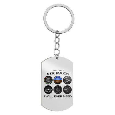 Side view of The Only Six Pack I Will Ever Need Stainless Steel Key Chains (Double Side) aviation double-side stainless steel.