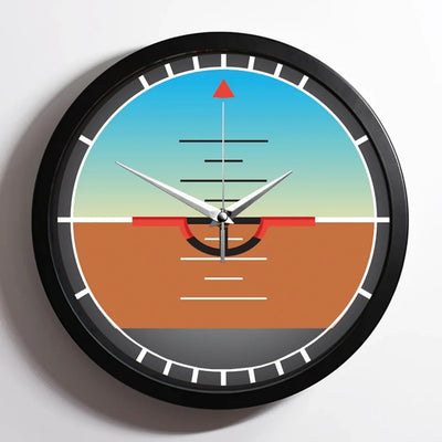 Gyro Horizon aviation design on premium wood and metal wall clock.