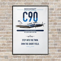 Thumbnail for Beechcraft King Air C90 vertical canvas print - framed - white background
