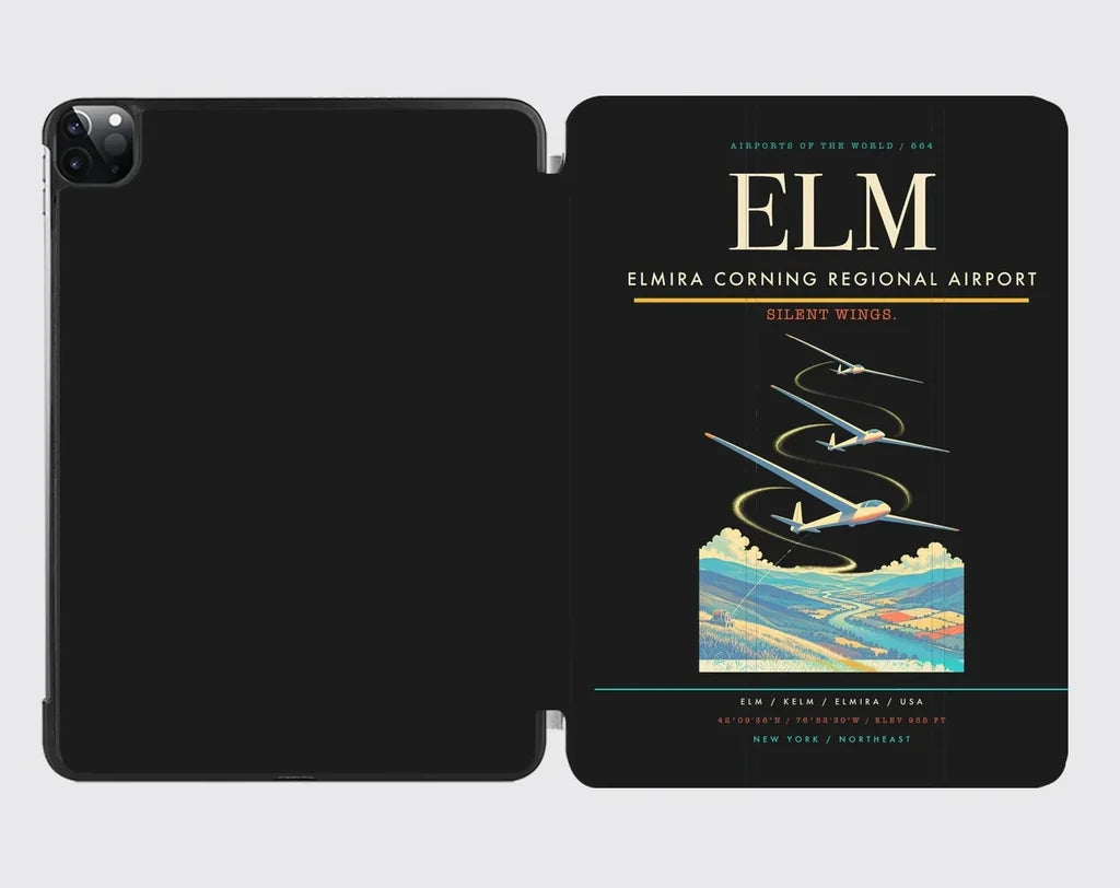 Elmira Corning Regional Airport (ELM) design on black ipad tablet case