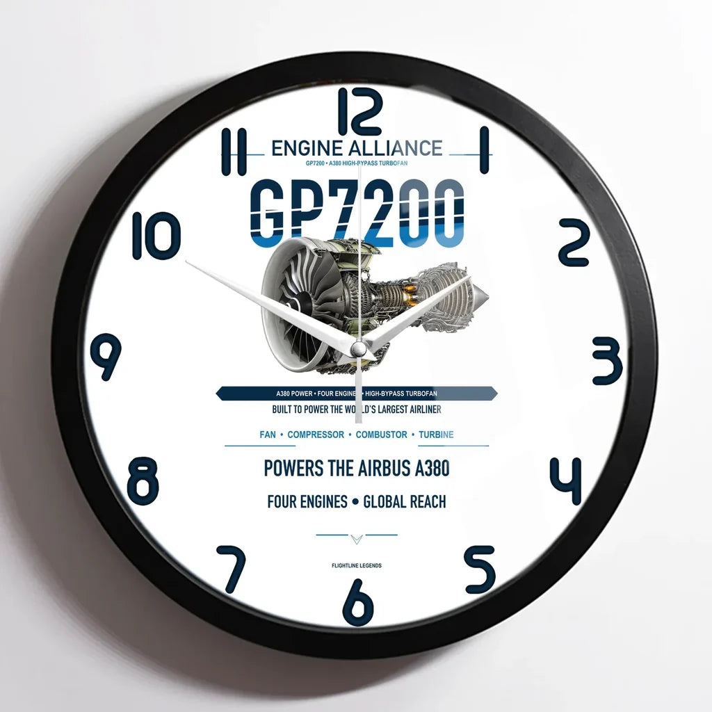 GP7200 design on white framed wall clock