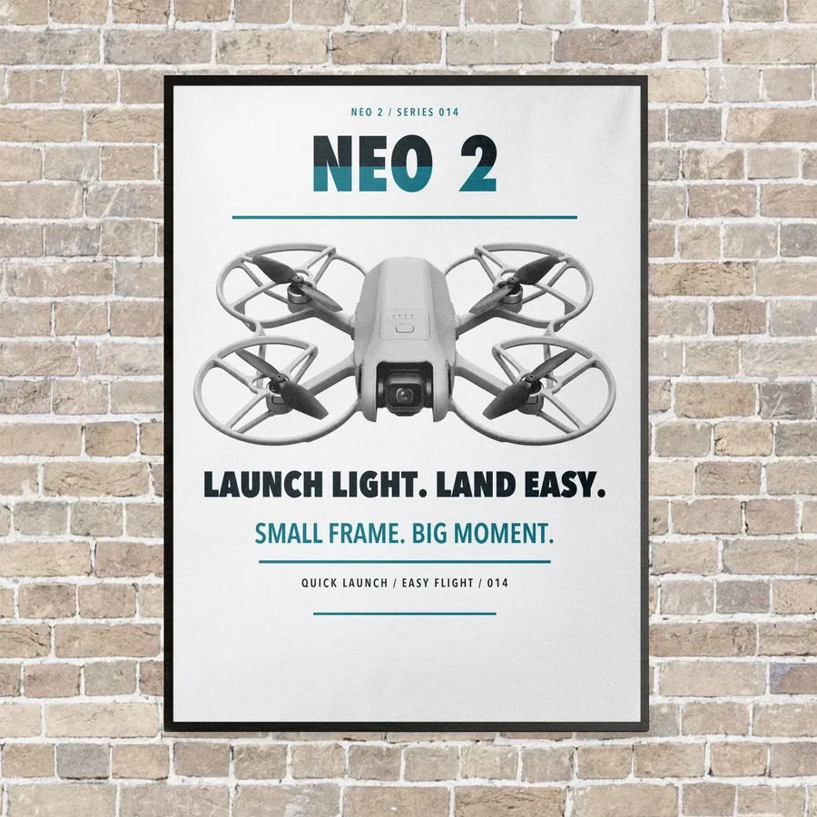 DJI Neo 2 vertical canvas print - framed - white background
