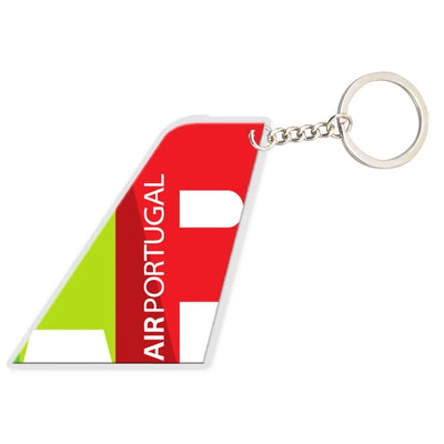 Air Portugal aviation shaped key chain, durable metal alloy.