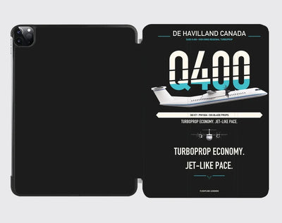 De Havilland Dash 8-400 design on black ipad tablet case