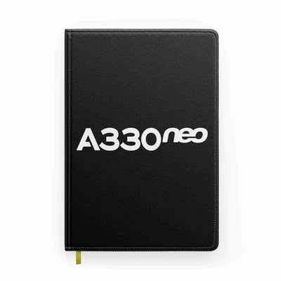 A330neo & Text aviation design on premium hardcover notebook.