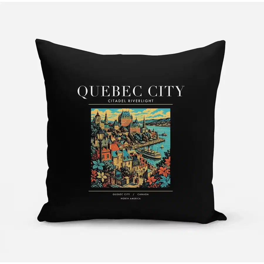 QUEBEC CITY - Poster - Pillow - Black