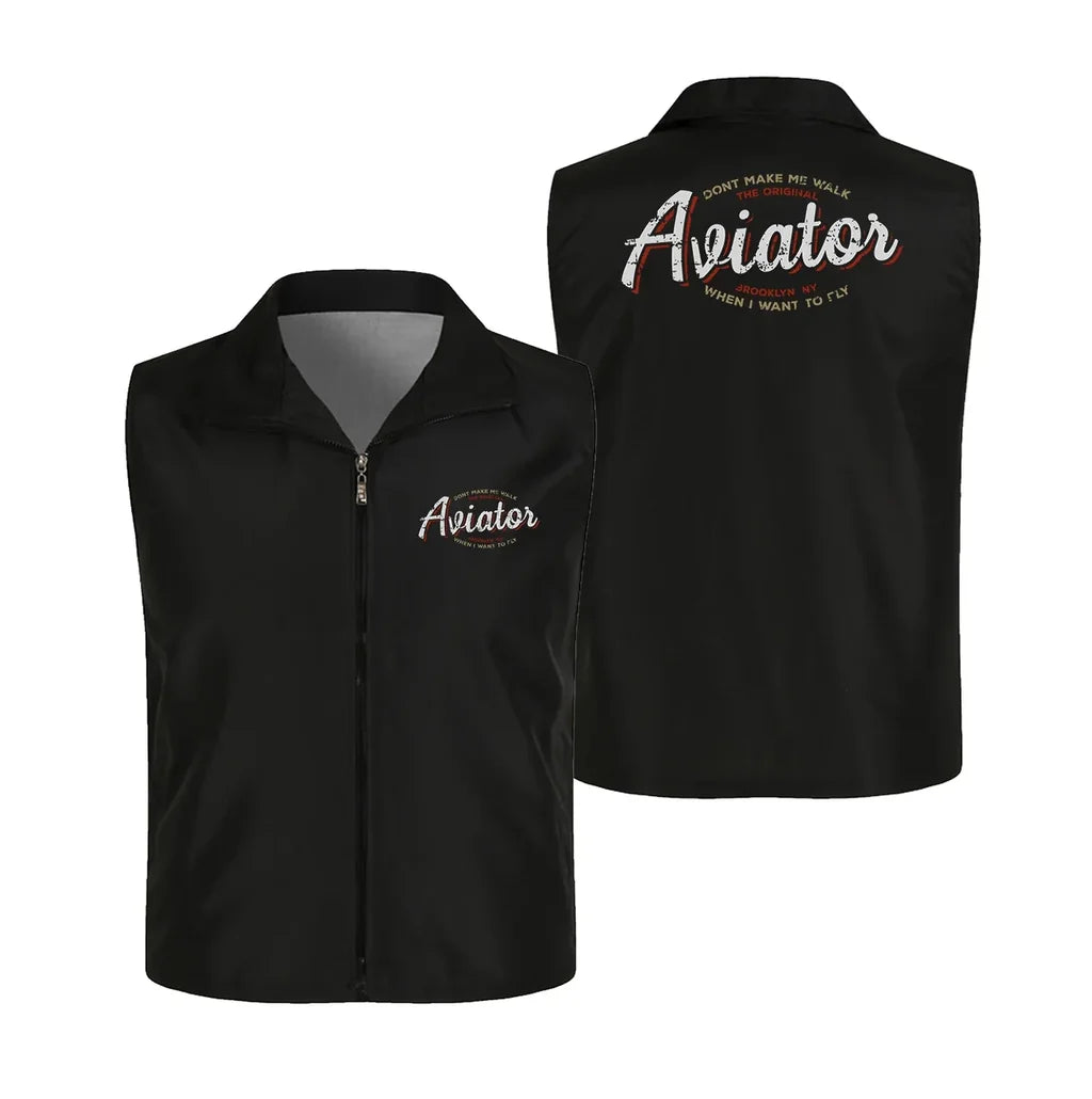 Aviator - Dont Make Me Walk Thin Style aviation design printed on lightweight shell with sleeveless design thin vest.