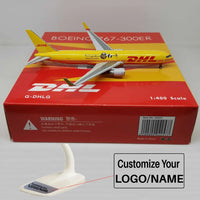 Thumbnail for Side view of DHL Boeing 767 B767-300ER G-DHLG Airplane Model (1:400 Scale) aviation 20-30cm scale model aircraft in diecast model.