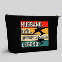 Thumbnail for Husband & Dad & Aircraft Mechanic & Legend aviation print zipper pouch, durable polyester.