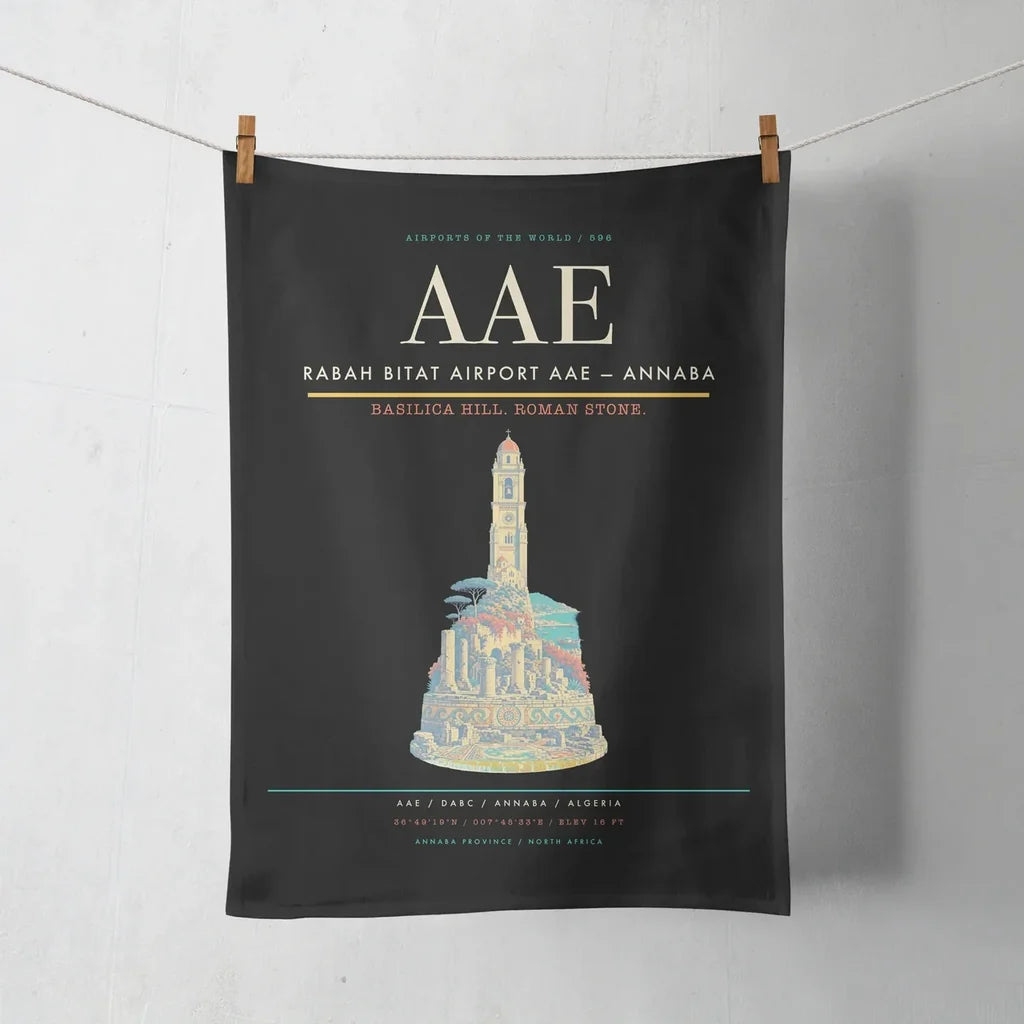 Rabah Bitat Airport (AAE) design on black towel