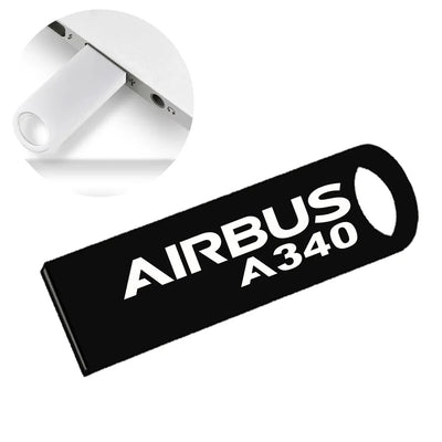 Airbus A340 & Text aviation design on durable waterproof casing waterproof USB device.