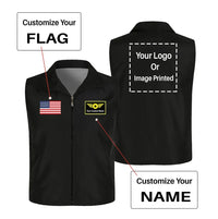 Thumbnail for Custom Flag & Name with LOGO Thin Style aviation design printed on lightweight shell with sleeveless design thin vest.
