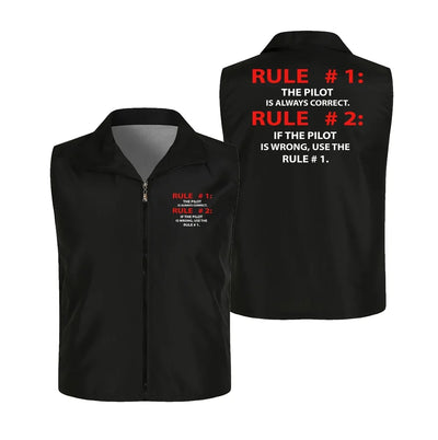 Rule 1 - Pilot is Always Correct Thin Style aviation design printed on lightweight shell with sleeveless design thin vest.