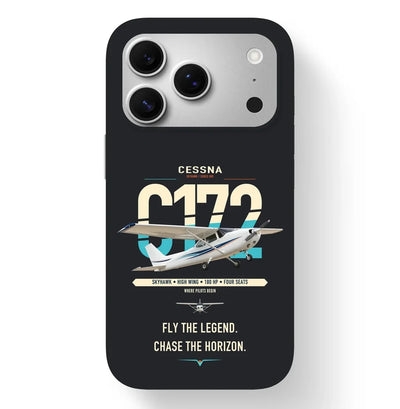 Cessna 172 Skyhawk design on black magsafe iphone case, for iPhone 17 Pro