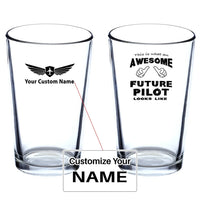 Thumbnail for Future Pilot Beer & aviation design on beer water glass, versatile drinkware.
