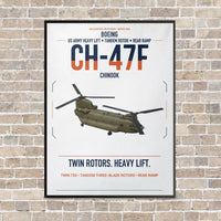 Thumbnail for Boeing CH-47F Chinook vertical canvas print - framed - white background