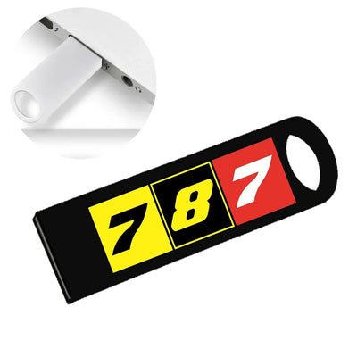 Flat Colourful 787 aviation design on durable waterproof casing waterproof USB device.