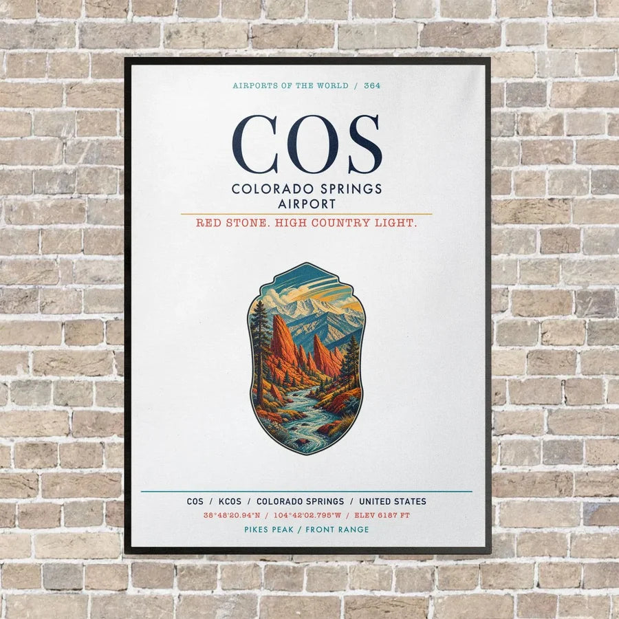 Colorado Springs Airport COS vertical canvas print - framed - white background