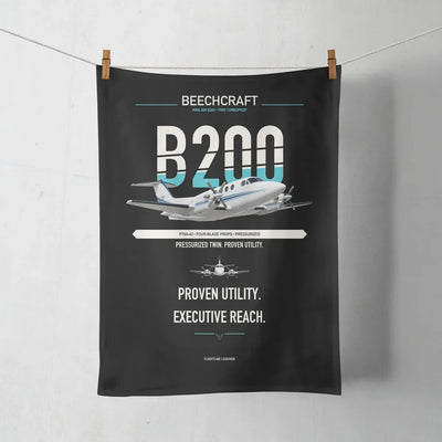 Beechcraft King Air B200 design on black towel
