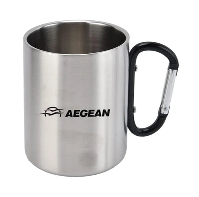 Aegean Airlines aviation design on outdoor mug, durable insulated construction.