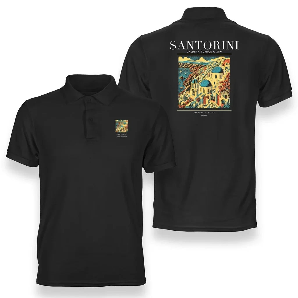 SANTORINI - Poster - Double-Side Polo - Black