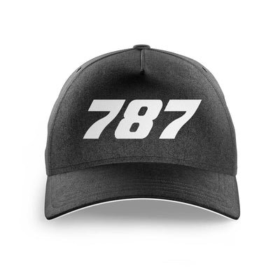 Boeing 787 Flat Text aviation embroidery on durable cotton printed cap.