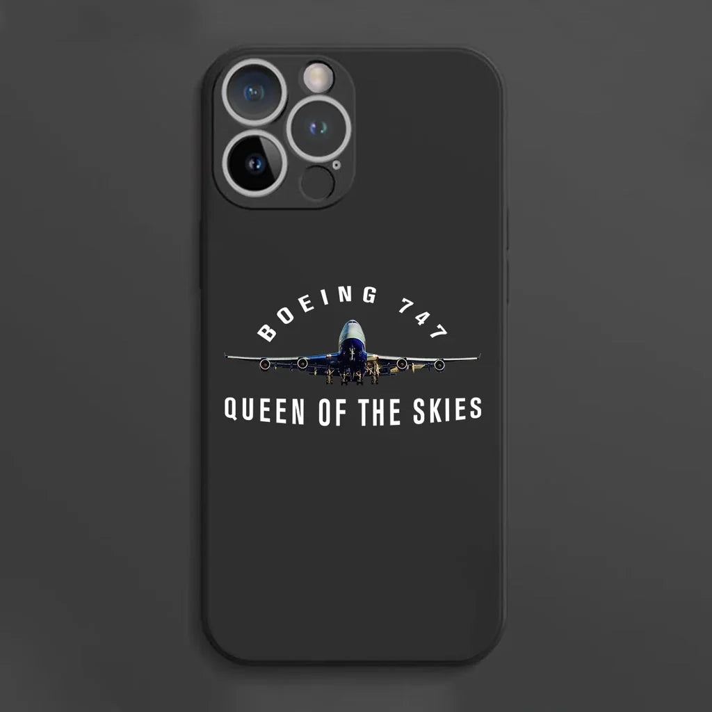 Boeing 747 Queen of the Skies aviation print soft silicone iPhone case, fits iPhone.