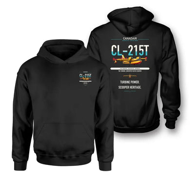 Canadair CL-215T design on black double-side hoodie, double-side print