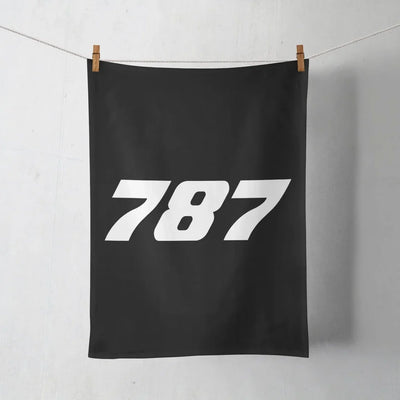 Boeing 787 Flat Text aviation design on soft absorbent cotton towel.