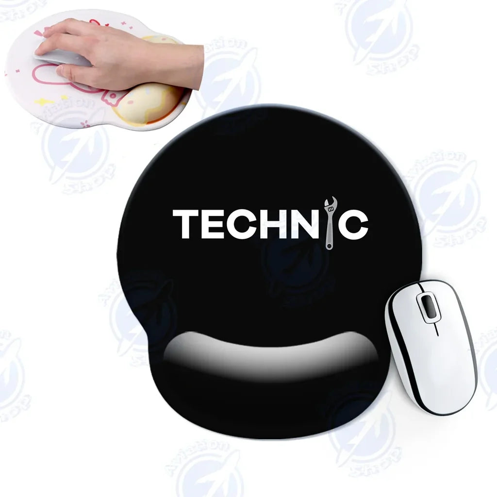 Technic aviation design on neoprene with anti-slip base ergonomic mouse pad.
