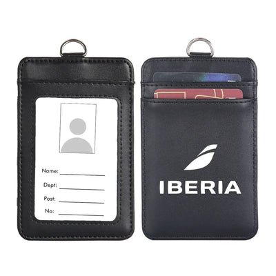Iberia Airlines aviation design ID card holder, faux leather construction.