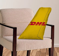 Thumbnail for DHL aviation design on soft polyester filling aircraft tail pillow.