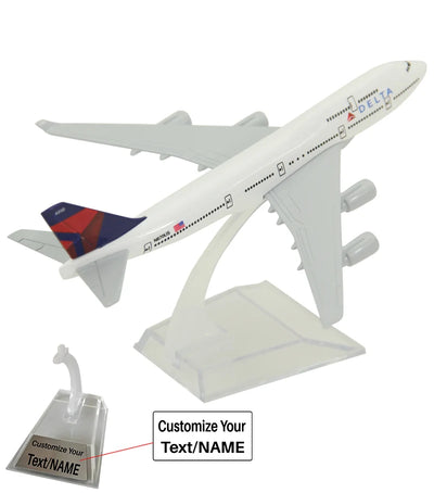 Side view of United States Delta Airlines (Delta Air Lines) Boeing 747 Airplane Model (16CM) aviation 16-18cm scale model air.