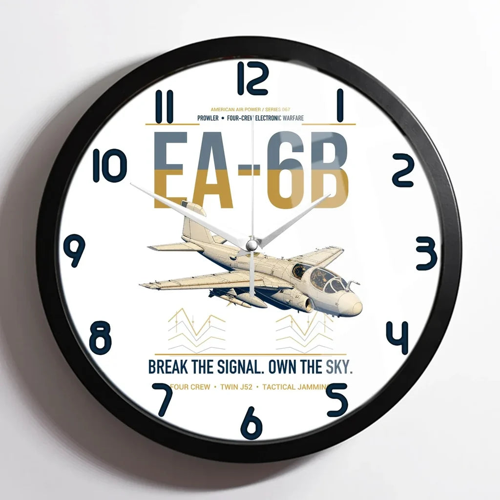 EA-6B Prowler design on white framed wall clock
