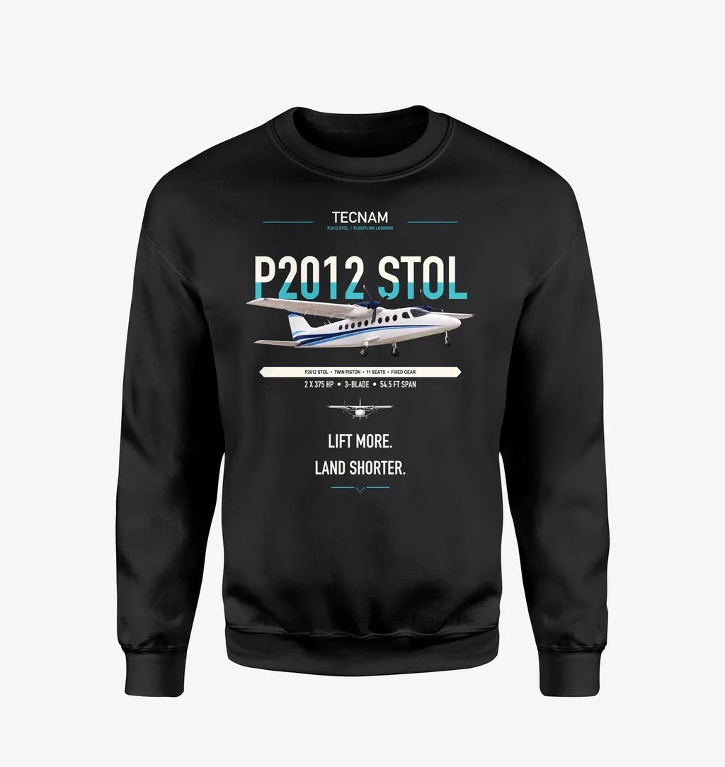 Tecnam P2012 STOL design on black sweatshirt