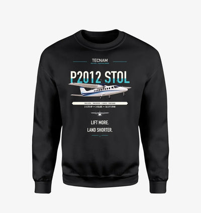 Tecnam P2012 STOL design on black sweatshirt