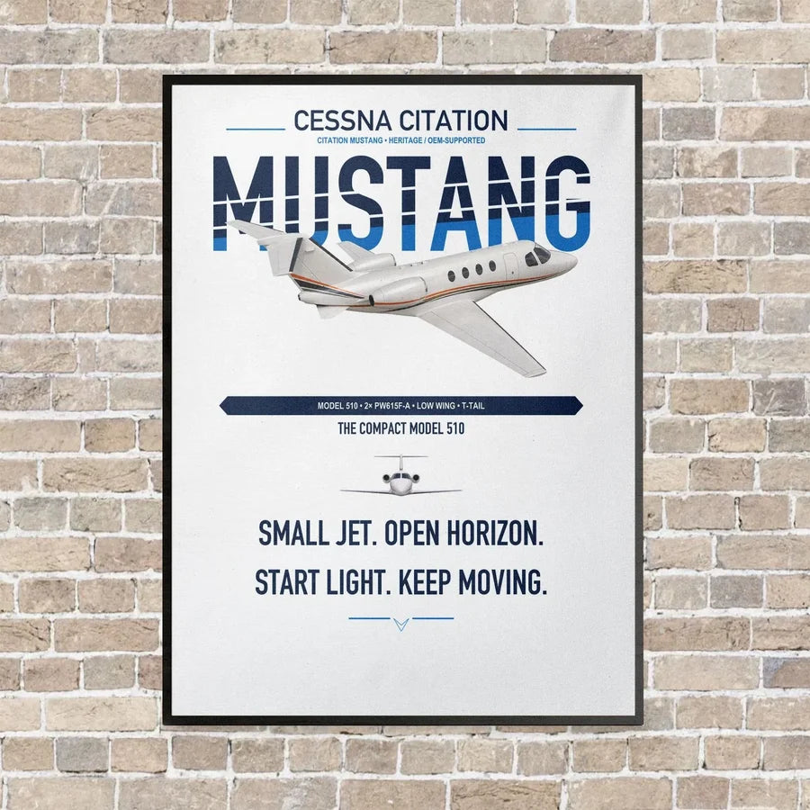 Cessna Citation Mustang vertical canvas print - framed - white background