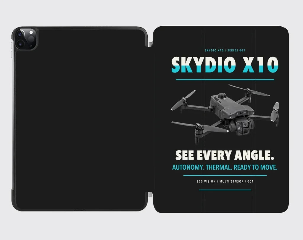 Skydio X10 design on black ipad tablet case