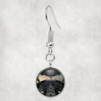 Thumbnail for Boeing 787 Cockpit aviation-themed earrings, polished hypoallergenic alloy.