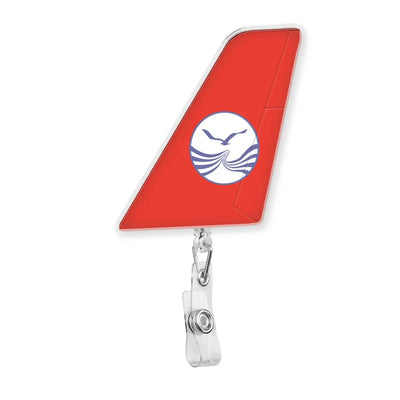 Sichuan Airlines aviation design on durable plastic with metal clip tail-shape retractable ID card badge.