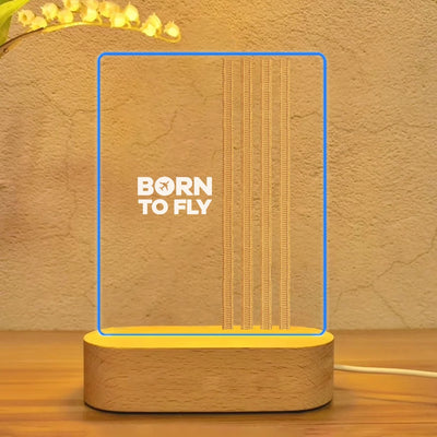 Born To Fly & Pilot Epaulettes (4 Lines) aviation design on premium acrylic with LED 3D night lamp.