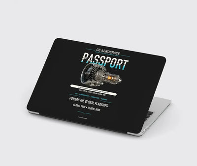 PASSPORT design on black MacBook case