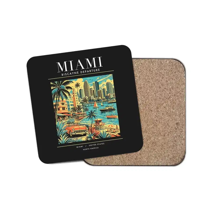 MIAMI - Poster - Coaster - Black