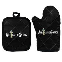 Thumbnail for Air Traffic Control Kitchen Glove & Holder aviation design on durable fabric with insulated lining kitchen glove holder.